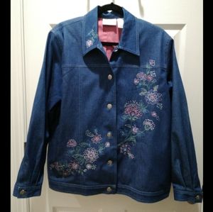 Alfred Dunner Denim Floral Embroidery Jacket